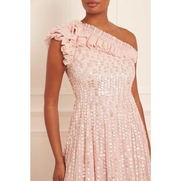 needle & thread Raindrop One-Shoulder Ankle Gown pebble UK12/US8 - Picture 4 of 11